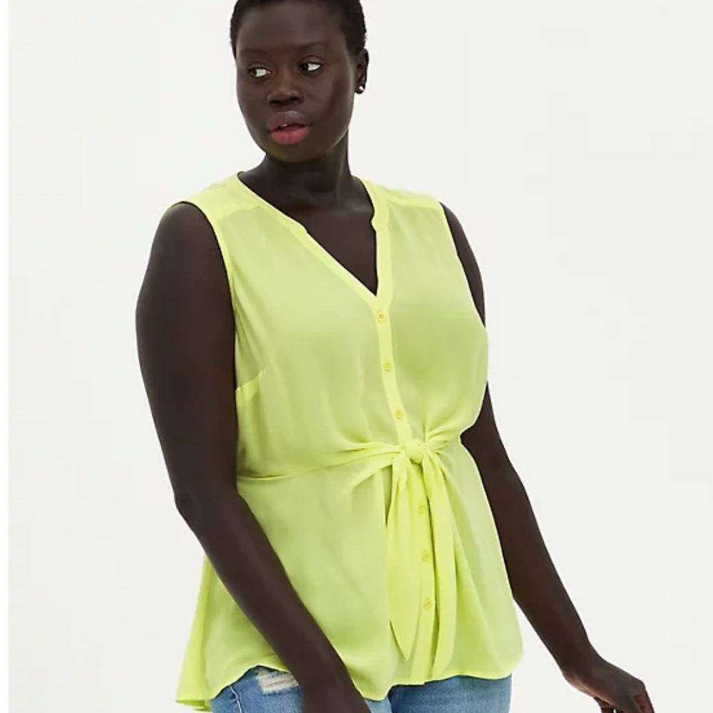 Torrid Neon Lime Peplum Georgette Blouse